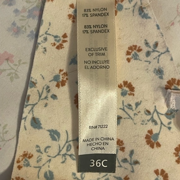 Lucky Brand Cream floral Bra 36C - Picture 4 of 4